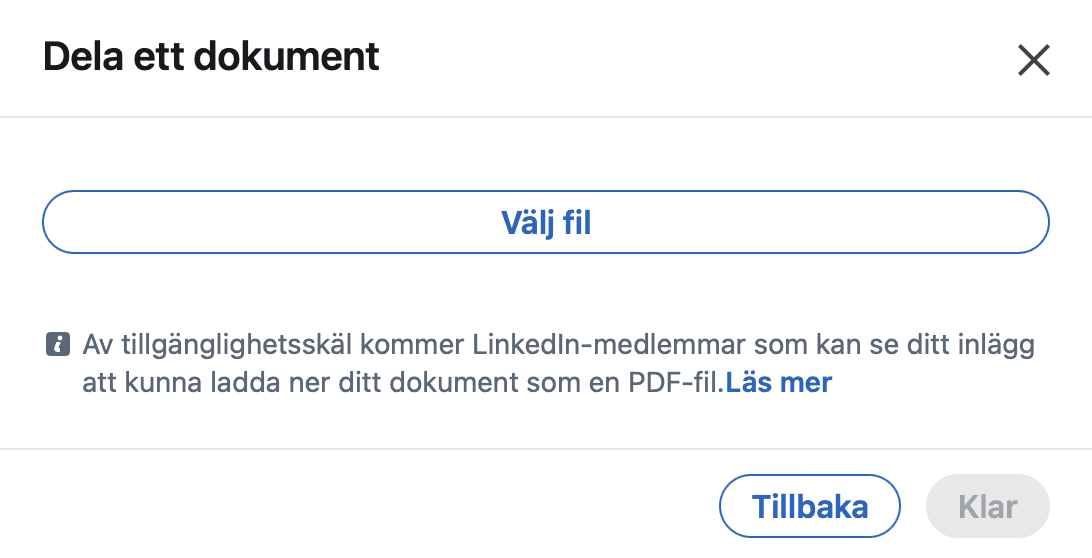 Dela ett dokument LinkedIn