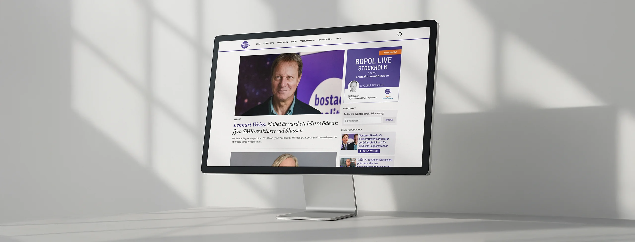 En mockup på en hemsida för Bostadspolitik.se