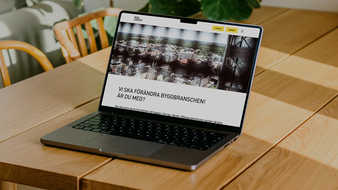 En mockup f&ouml;r Bygglogistiks nya hemsida